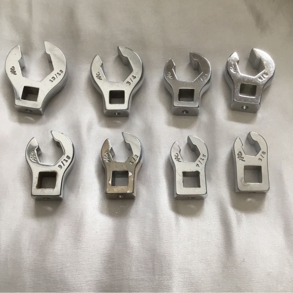Mac 8 Piece 3/8 Drive Crow Foot Flare Nut Wrenches Set 3/8 - 13/16β SAE Crowfoot